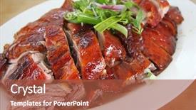  Presentation with duck - Audience pleasing theme consisting of peking - roast duck chinese cuisine sliced backdrop and a red colored foreground