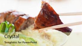  Presentation with duck - PPT theme featuring peking duck - chinese roast crispy background and a soft green colored foreground