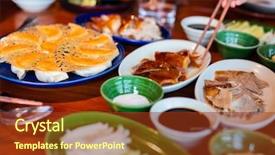  Presentation with duck - PPT layouts having peking duck - chinese roast duck background and a tawny brown colored foreground