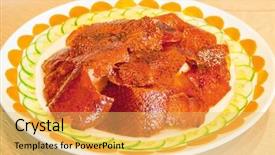  Presentation with duck - Presentation theme enhanced with peking duck gourmet chinese meal background and a yellow colored foreground