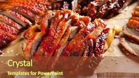  Presentation with duck - Colorful presentation enhanced with peking duck on parchment backdrop and a tawny brown colored foreground