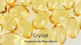  Presentation with close up pouring oil - Cool new slides with pellets of fish oil close backdrop and a  colored foreground