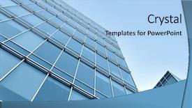 Presentation with modern - PPT layouts having pellucid - modern geometric skyscrapers background and a light blue colored foreground