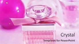  Presentation with perfume - Beautiful presentation design featuring pellucid - perfume bottle backdrop and a  colored foreground