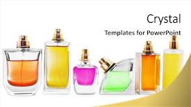  Presentation with perfume - Presentation theme consisting of pellucid - perfume bottles background and a white colored foreground