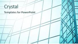  Presentation with low angle view of fictitious - Presentation theme consisting of pellucid - perspective and underside angle view background and a cool aqua colored foreground