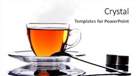  Presentation with tea pouring into glass transparent - Slides featuring pellucid - silhouette glass hot cup background and a  colored foreground