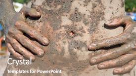  Presentation with therapeutic - Slides having peloid therapy - female belly and hands covered background and a coral colored foreground