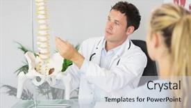  Presentation with doctor office - Slide set with pelvis - content doctor showing a patient background and a light gray colored foreground