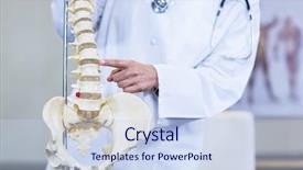  Presentation with spine - Slide deck featuring pelvis - physiotherapist examining a spine model background and a sky blue colored foreground