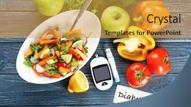  Presentation with diabetes digital - PPT theme consisting of pen and bowl of salad background and a yellow colored foreground