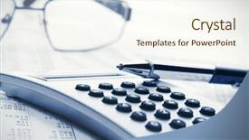  Presentation with financial accounting - Beautiful PPT theme featuring pen and calculator on balance backdrop and a cream colored foreground