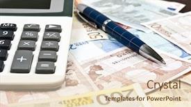  Presentation with feather as pen - Cool new slides with pen and calculator on euro backdrop and a lemonade colored foreground