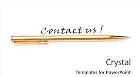  Presentation with narrative pen - Cool new slide deck with pen and contact us message backdrop and a white colored foreground
