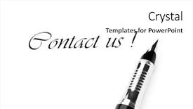  Presentation with fountain pen and inkpot - Cool new presentation design with pen and contact us message backdrop and a white colored foreground