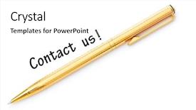  Presentation with fountain pen and inkpot - Cool new presentation theme with pen and contact us message backdrop and a white colored foreground