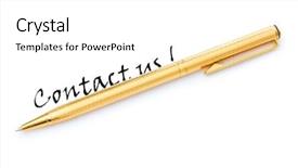  Presentation with antique pen ink - Audience pleasing PPT layouts consisting of pen and contact us message backdrop and a white colored foreground