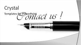  Presentation with pen and a book - Colorful slide deck enhanced with pen and contact us message backdrop and a white colored foreground