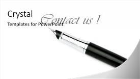  Presentation with feather as pen - PPT layouts consisting of pen-and-contact-us-message background and a white colored foreground