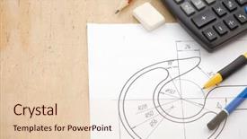  Presentation with crane hook - Presentation enhanced with pen and pencil calculator on hook crane drafting background and a lemonade colored foreground