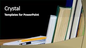  Presentation with stack books - Presentation theme having pen and pencil on notebook background and a black colored foreground