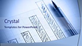  Presentation with profit - Amazing PPT theme having pen and profit bar chart backdrop and a sky blue colored foreground