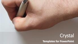  Presentation with old paper pen rolls - Presentation design featuring pen and signature on paper background and a gray colored foreground