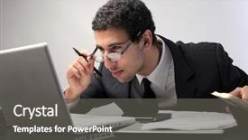  Presentation with laptop - Audience pleasing PPT layouts consisting of pen blacj - young businessman observing the screen backdrop and a  colored foreground