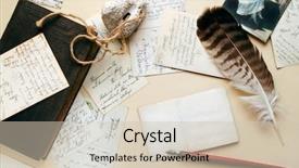  Presentation with old feather pen - Amazing presentation theme having pen book stone and feather backdrop and a soft green colored foreground