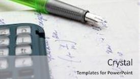  Presentation with math - Audience pleasing presentation theme consisting of pen calculator and math calculation after home work backdrop and a white colored foreground