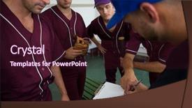  Presentation with team planning - Colorful slides enhanced with close up of baseball team backdrop and a wine colored foreground
