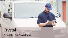  Presentation with delivery van - Beautiful slide deck featuring  backdrop and a  colored foreground