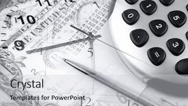  Presentation with time money - Presentation theme enhanced with pen clock hands and money background and a light gray colored foreground