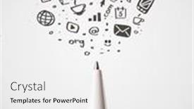  Presentation with social media - Presentation design with pen-close-up-with-sketchy background and a white colored foreground