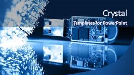  Presentation with hanging light standout - PPT theme consisting of pen drive - fiber optics background with lots background and a navy blue colored foreground
