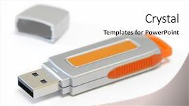  Presentation with key - Beautiful theme featuring pen drive - usb key isolated on white backdrop and a  colored foreground