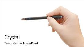  Presentation with pen - Slides enhanced with pen in woman hand isolated background and a white colored foreground