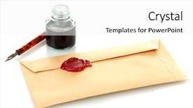  Presentation with old paper ink - Beautiful presentation design featuring pen inkwell and old letter backdrop and a white colored foreground