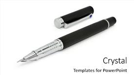  Presentation with antique pen ink - Presentation theme having pen isolated on the white background and a white colored foreground