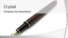  Presentation with fountain pen - PPT theme consisting of pen isolated on the white background and a white colored foreground