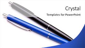  Presentation with pen - Slide deck featuring ballpoint pen isolated on white background and a white colored foreground