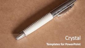  Presentation with fountain pen - Presentation featuring pen lie on brown paper background and a coral colored foreground