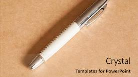  Presentation with fountain pen - Presentation theme enhanced with pen lie on brown paper background and a coral colored foreground