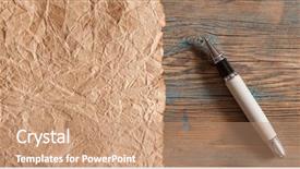  Presentation with fountain pen - Beautiful presentation theme featuring pen lie on brown paper backdrop and a coral colored foreground