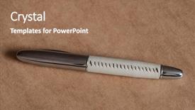  Presentation with fountain pen - Presentation theme having pen lie on brown paper background and a coral colored foreground