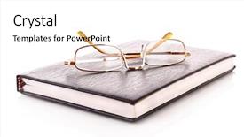  Presentation with white blank notebook silver - Beautiful PPT theme featuring pen notepad - notebook with glasses isolated backdrop and a white colored foreground
