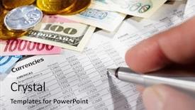  Presentation with foreign currency exchange - Cool new presentation with pen observing the foreign exchange backdrop and a  colored foreground