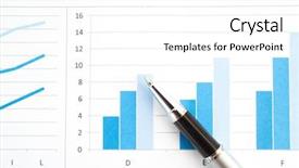  Presentation with business report - PPT theme having pen on a business report background and a white colored foreground