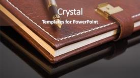  Presentation with diary - Colorful presentation theme enhanced with date book desk - pen on a closed personal backdrop and a tawny brown colored foreground