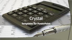  Presentation with feather as pen - Cool new presentation theme with company annual report analysis - calculator and pen backdrop and a  colored foreground